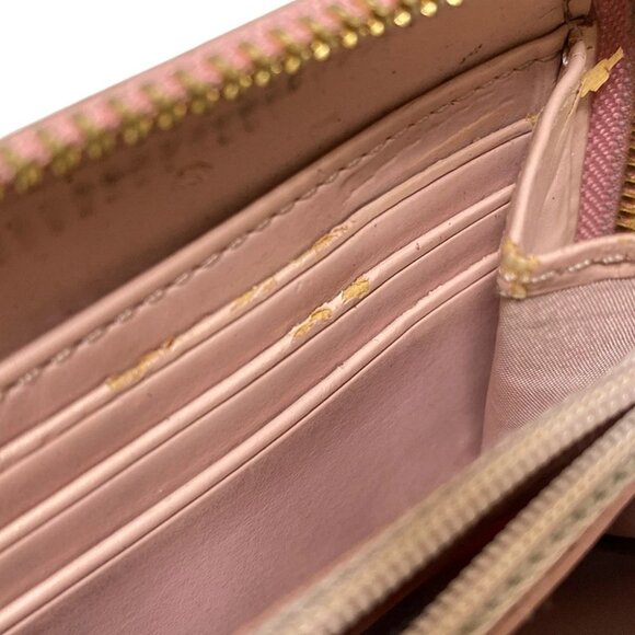 Auth COACH Signature - Khaki Pink Jacquard Leather Long Wallet - Picture 13 of 14